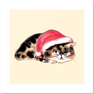 Xmas sleeping cat Posters and Art